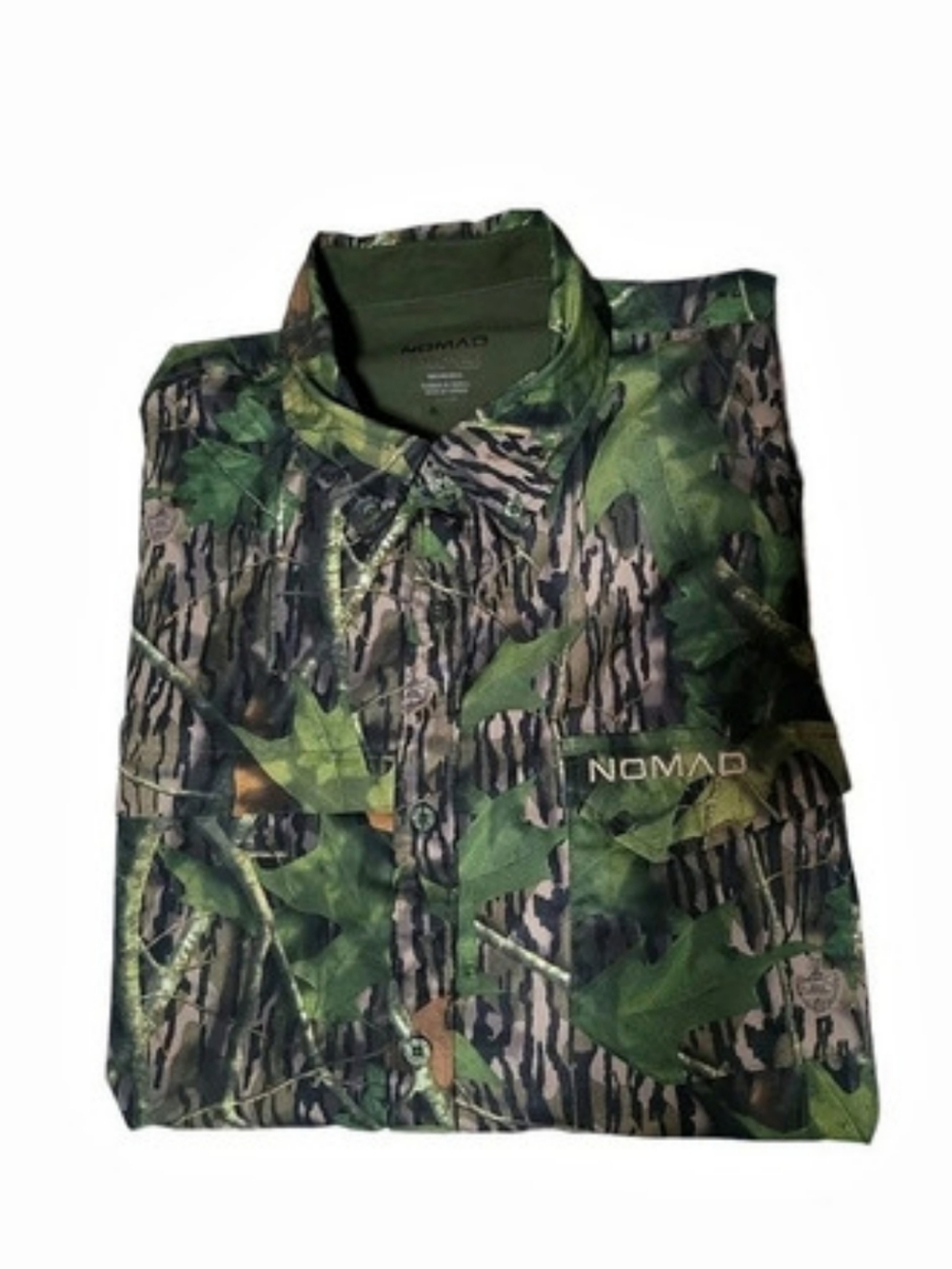 NOMAD Mossy Oak Camo Hunting Shirt Mens XL Short Sleeve Button Down Lightweight